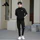阿迪達(dá)斯 （adidas）運(yùn)動(dòng)套裝男秋季夾克外套直筒褲兩件套 黑色/漢玉白  L