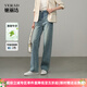 婭麗達涼感薄荷直筒牛仔褲女寬松大碼女褲2025夏季新款加長(cháng)闊腿褲 月光藍（B1） 28