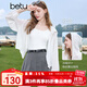 百圖betu女裝2025夏季新款短外套時(shí)尚百搭蕾絲邊連帽薄外套女2507T35 米白 M