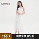 三福連衣裙2025夏季設計感掛脖寬松不規則下擺裙子女裝502153 米白色 S