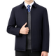 中年棉衣男士夾棉外套中老年爸爸裝秋冬季加厚行政夾克薄棉服棉襖 【拉鏈款】藏青色/加棉 3XL 【建議體重150斤-170斤】