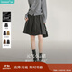 茵曼學(xué)院風(fēng)格雷系百褶短裙女2025年春季新款高腰顯瘦半身裙 深灰色 M