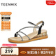 天美意涼鞋女商場(chǎng)同款閃鉆細帶坡跟簡(jiǎn)約女鞋CTI16BL3 黑色 37