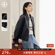 對白【AN大碼系列】復古港風(fēng)黑色pu皮衣外套秋季微胖mm設計感短款夾克 靜謐黑 XL 建議體重135-145