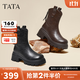 他她（TATA）女靴子2025秋季彈力靴時(shí)裝靴厚底顯瘦增高短靴CE401DZ5 黑色 38
