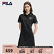FILA 斐樂官方女裝針織連衣裙2025秋季新款時尚休閑防曬涼感POLO裙 正黑色-BK L 170/88A/L
