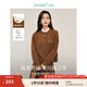 茵曼（INMAN）小香風(fēng)可拆木耳圓領(lǐng)毛衣開(kāi)衫2025春秋女裝新款寬松短外套 焦糖棕 L