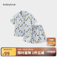 babylove親子裝家居套裝夏季薄款竹棉山茶母女母子短袖短褲居家兩件套睡衣