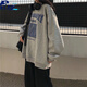 JAVCins圓領(lǐng)薄款衛(wèi)衣女韓版原宿風(fēng)bf學(xué)生寬松新款2025長袖上衣外套潮 灰色-薄款  L 建議 105-115斤