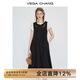 VEGA CHANG黑色顯瘦氣質(zhì)連衣裙女2025年夏季新款圓領(lǐng)休閑設(shè)計(jì)感A字背心長(zhǎng)裙 薄暮黑 S