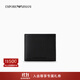 EMPORIO ARMANI/阿瑪尼官方旗艦【禮物】男士牛皮革對折多卡位輕便錢(qián)夾錢(qián)包卡包 80001-黑色