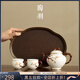 陶羽羊脂玉瓷浮雕梅花茶壺一壺兩杯家用陶瓷泡茶壺茶杯高檔會(huì )客泡茶器 浮雕梅花一壺兩杯+海棠盤(pán)