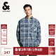 杰克·瓊斯（JACK&JONES）男裝潮百搭時(shí)尚舒適休閑刺繡格紋翻領(lǐng)寬松襯衫上衣男款2251O3028 E40靛藍 常規 M