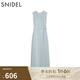 SNIDEL2025春夏新品簡約毛邊圓領(lǐng)無袖后開叉針織連衣裙SWNO251097 淺藍色 M (1)