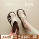 ZHR包頭半拖女夏季厚底外穿涼拖女復(fù)古一腳蹬沙灘拖鞋 JF236 米色 37