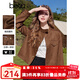 百圖betu女裝2025春季新款短外套休閑工裝夾克麂皮絨短外套女2501T40 駱駝色 L
