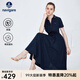 Navigare意大利小帆船短袖連衣裙女士夏季V領(lǐng)修身裙子時(shí)尚棉感針織長(cháng)裙女 藏青 L 碼