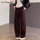 拉夏貝爾香蕉褲女秋冬2025新款寬松加絨加厚運動(dòng)彎刀褲 安克拉紅色 2XL