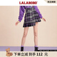 LALABOBO格子不規(guī)則高腰a字半身裙女學院風氣質減齡百褶短裙L20D-WXZQ13 紫色 S (25)