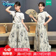 迪士尼（Disney）女童t恤中國風(fēng)兒童套裝夏季2025新款女孩夏裝衣服短袖童裝女半袖 中大童中式古風(fēng)上衣+裙褲子夏褲女童褲薄款 夏天 170