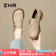 ZHR樂福鞋女復(fù)古輕便厚底單鞋女時(shí)尚金屬扣舒適勃肯鞋 JF19 杏色 37