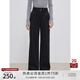 自巧小個(gè)子新復(fù)古回潮加絨天絲牛仔褲女2024冬新款直筒褲高腰遮胯長(zhǎng)褲 謐黑色 S (3碼)