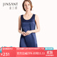金三塔真絲睡衣女100%桑蠶絲簡約背心式真絲睡裙絲綢睡衣 藏青4500 M