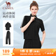 駱駝（CAMEL）休閑直筒寬松顯瘦女短袖運動(dòng)服兩件套裝 Y25BY0L2016 幻影黑 XXL