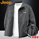 JEEP吉普夾克男秋冬加絨加厚立領(lǐng)寬松雙面穿保暖外套 灰色 L