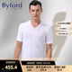 百富（BYFORD）男士打底內(nèi)衣短袖T恤純色男棉透氣v領(lǐng)打底衫送男友禮物MW6110 白色 L