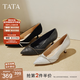 他她（TATA）高跟鞋女尖頭細跟婚鞋2025秋季新款新娘鞋伴娘鞋女鞋 黑色（寬版） 38
