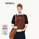 MO&Co.長(cháng)袖T恤2025秋新品棉質(zhì)插肩袖植絨印花圓領(lǐng)寬松MBE3TEET07 啡褐色 S /160