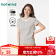 熱風(fēng)短袖t恤女25年春季新款基礎純色圓領(lǐng)短袖正肩打底衫T恤上衣內搭女 40黑白條紋 L