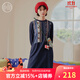 非魚(yú)秋冬女裝簡(jiǎn)約休閑A字牛仔連衣裙文藝減齡刺繡套頭牛仔裙 深牛仔藍 XL