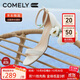 康莉（COMELY）一字帶涼鞋女粗跟25年夏季羊皮中跟時(shí)尚百搭通勤時(shí)裝涼鞋 米白 37
