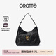GROTTO個(gè)樂(lè )經(jīng)典黑石hobo包大小號植鞣綿羊皮腋下單肩斜挎軟包通勤禮物 經(jīng)典黑 金標L