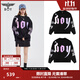 BOY LONDON【紫氣東來(lái)】秋季情侶款長(zhǎng)袖漸變印花圓領(lǐng)衛(wèi)衣N03904 黑色 L