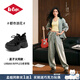 Lee Cooper【孟子義同款】厚底老爹鞋女新款7CM增高黑色運動(dòng)休閑鞋 黑色 38