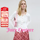 橘滋（Juicy Couture）25秋新款抽褶設(shè)計修身長袖針織衫女V領(lǐng)都市休閑上衣百利甜酒 白色 M