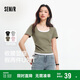 森馬（Semir）短袖t恤女短款假兩件百搭上衣25夏裝顯瘦U領(lǐng)套頭衫109325100015