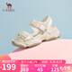駱駝（CAMEL）動(dòng)感風(fēng)織帶細(xì)閃車縫線魔術(shù)貼松糕底運(yùn)動(dòng)涼鞋 L23M504136 米色 37