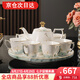 言則骨瓷可旋轉(zhuǎn)水具茶具茶壺茶杯套裝開業(yè)喬遷送禮輕奢高檔禮盒 【骨瓷】墨葉白荷套裝-木質(zhì)禮盒