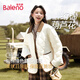 班尼路（Baleno）棉服女冬季新款防風(fēng)保暖小香風(fēng)純色簡(jiǎn)約百搭時(shí)尚潮流撞色翻領(lǐng)棉襖