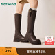 熱風(fēng)（Hotwind）女鞋騎士靴通勤百搭厚底增高顯瘦長(cháng)靴冬季新款圓頭休閑拉鏈女靴子 02棕色（單里H85W4817） 37 235mm