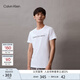 Calvin KleinJeans夏季男女情侶中性簡(jiǎn)約經(jīng)典ck印花純棉通勤短袖T恤J323261 YAF-白色 L （推薦150-165斤）