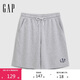 GAP男裝2025夏季新款膠印logo松緊腰針織短褲寬松百搭多色727049