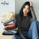 伊芙麗（eifini）朱珠代言圓領(lǐng)100%可機洗羊毛打底衫女裝修身秋裝新款 夾花灰 圓領(lǐng) M 105-115斤