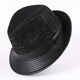 真皮羊皮 短檐禮帽 爵士帽 紳士【30-70周歲以上可穿】 真皮-羊皮 黑色 L（55-56cm）可調節