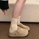 ZCVRR內增高勃肯鞋女25年秋冬季新款懶人一腳蹬加絨包頭半拖鞋外穿單鞋 卡其色 37 (235mm)
