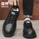 森馬（senma）男鞋2026春季新款簡(jiǎn)約百搭英倫風(fēng)商務(wù)休閑皮鞋厚底低幫工裝馬丁靴 黑色 42